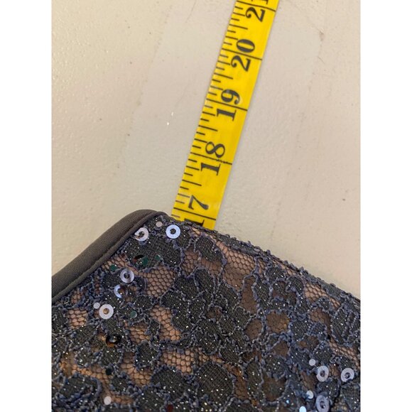 Morgan & Co. Sequin Halter Dress Sheer Insets & Keyhole Back Size 13 - Picture 11 of 14